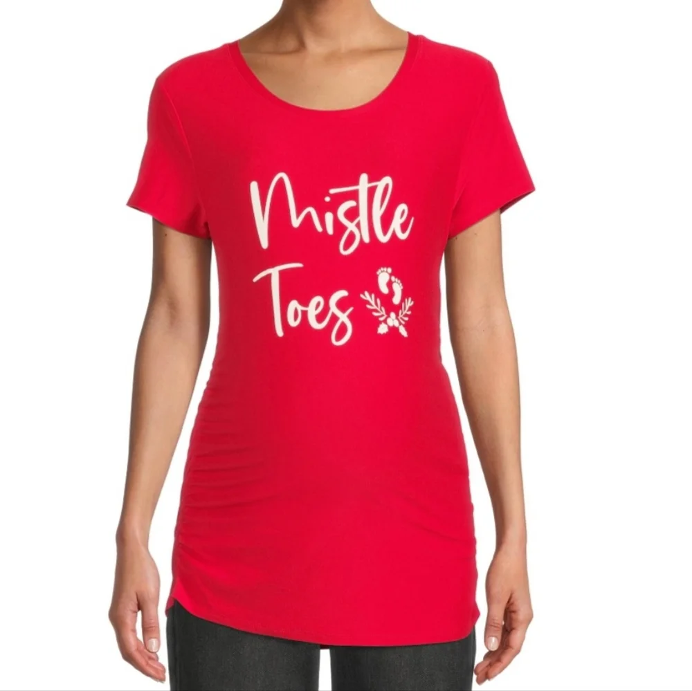 New maternity bundle Christmas top "Mistle toes " & jeans with belly control - Picture 4 of 5